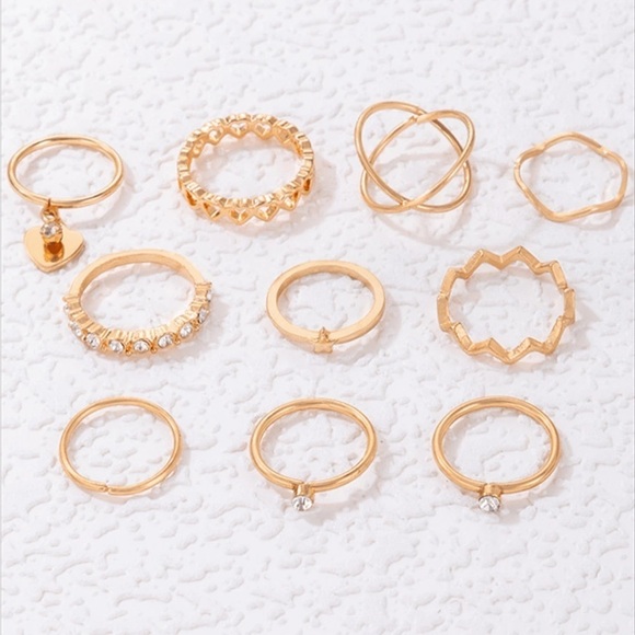 Boho Gold Tone Ring Set - Picture 3 of 6